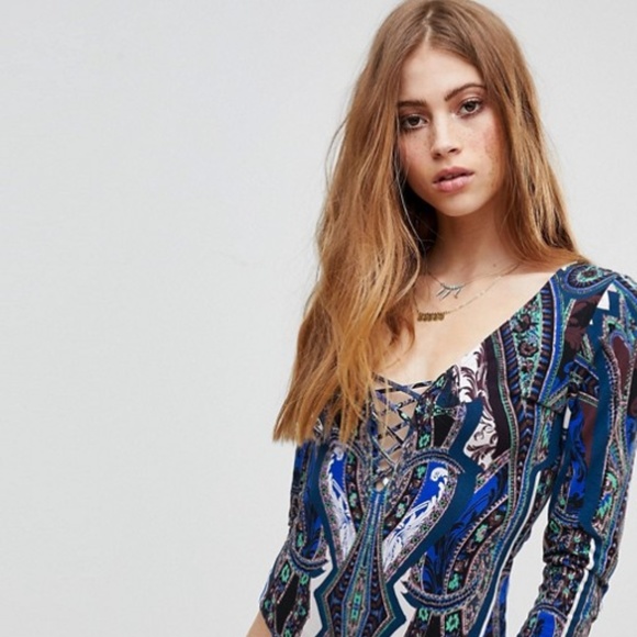 Free People Tops - Free People Pick a Place Lace-Up Bodysuit